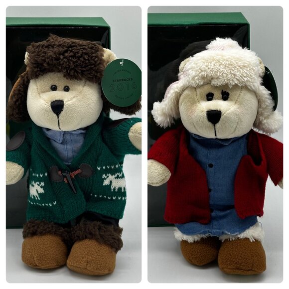 Starbucks 2016 Limited Edition Bearista Boy and Girl Bears Home For The Holidays - Picture 1 of 13